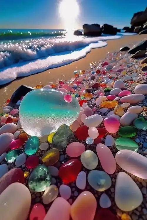 七彩绚烂的鹅卵石太好看了吧