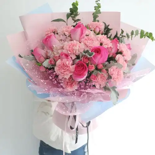 杭州长辈妈妈玫瑰康乃馨混搭花束生日鲜花速递北京鲜花速递同城