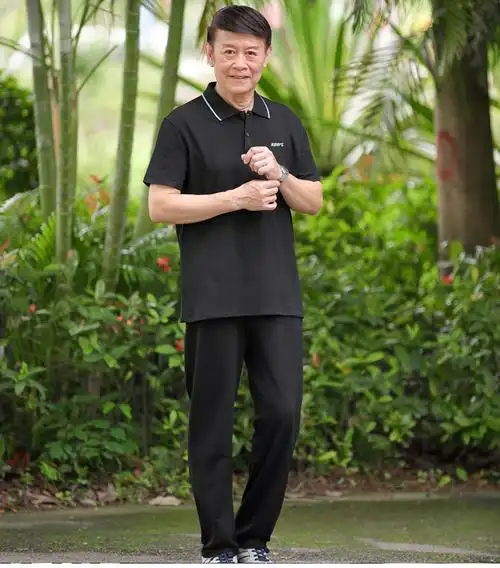 夏季中老年休闲运动套装男爸爸夏季短袖t恤40-50岁60老人薄款上衣