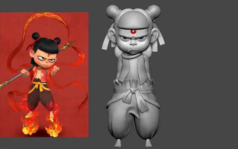 【zbrush角色建模】一比一还原魔童降世"哪吒"全身手办角色模型雕刻全