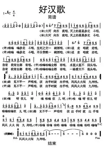 好汉歌(《水浒传》片尾曲)简.简谱-虫虫乐谱