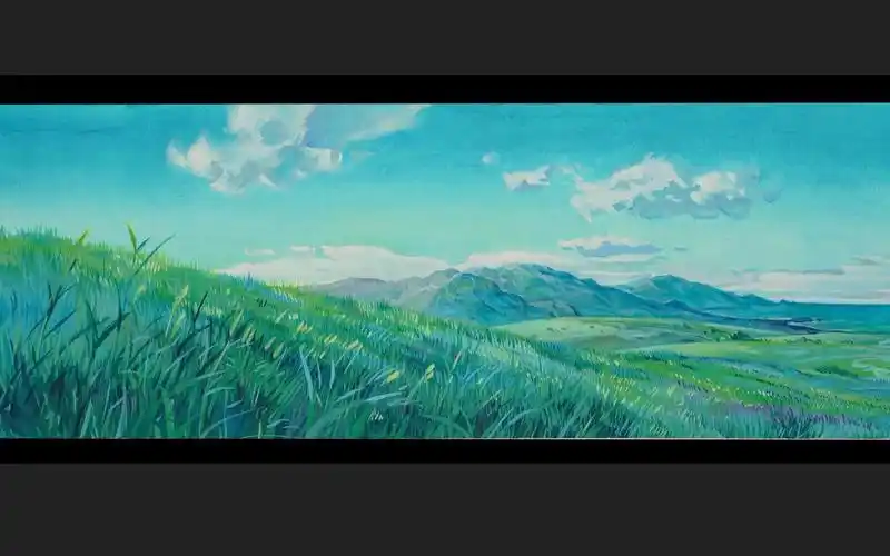 宫崎骏吉卜力不透明水彩长卷风景1手绘课程快放