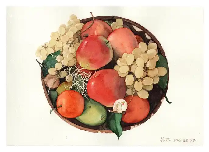 美美的水果们 水彩静物绘画(临摹照片)