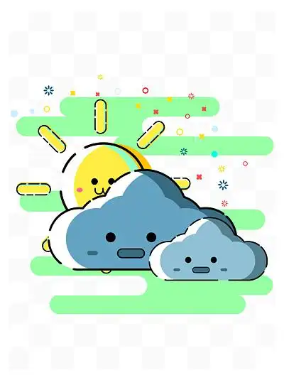 可爱太阳晴天多云天气图标矢量素材17255c4d立体简约装饰图案设计天气