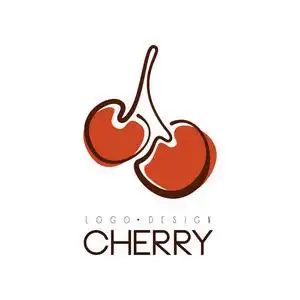 樱桃标志设计, 创意模板与两个成熟的樱桃可以用于咖啡馆, 酒吧