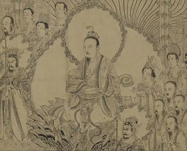 南宋梁楷白描道君像图卷