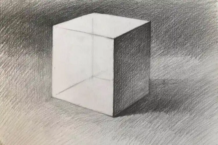 素描初级石膏几何形体-立方体绘画步骤