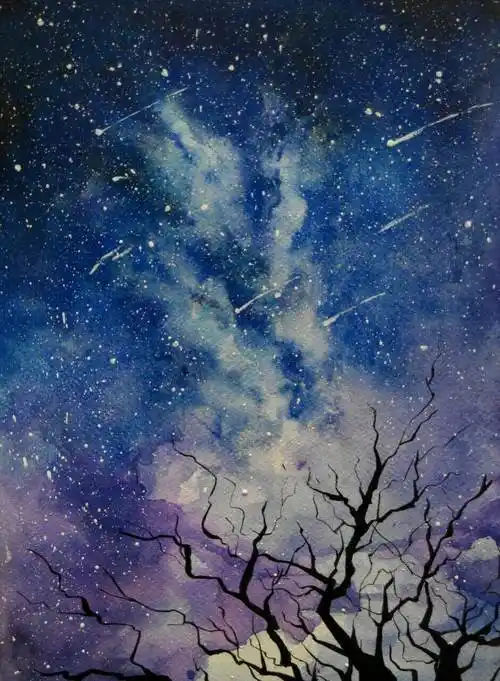 固体水彩画星空 固体水彩画星空简单