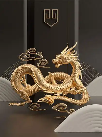 i>c /i> i>4 /i> i>d /i>立体龙抬头中国龙形象模型