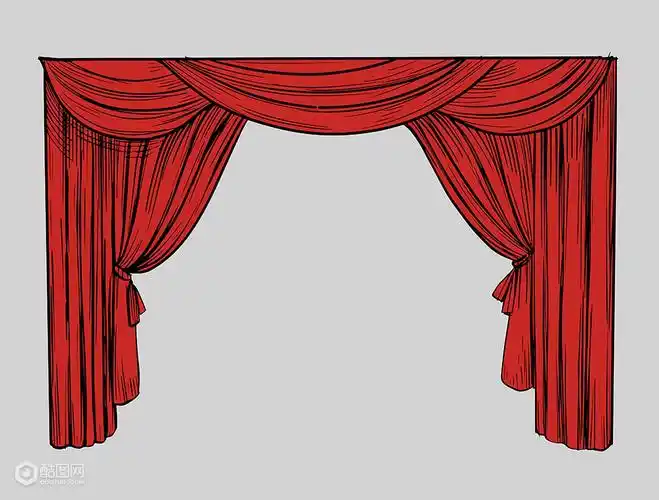 舞台幕布单色素描手绘简笔画插画