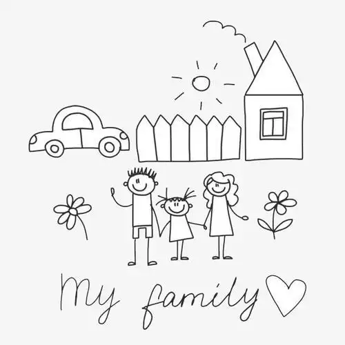 家庭人物简笔画 家庭人物简笔画一家六口 简笔画图片大全-普车都