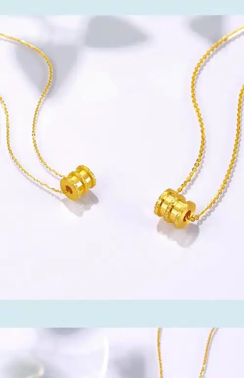 999足金黄金小蛮腰项链女5g硬金金吊坠套链新款金转运珠锁骨中秋节