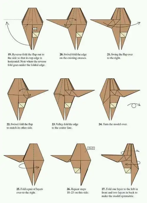 红喉蜂鸟折纸学院吧折纸大黄蜂跑车简单的神谷大黄蜂取线图 折纸教程