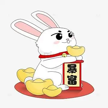 兔年新春元旦元宝招财兔