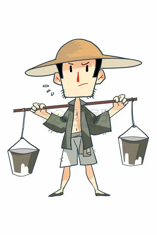 扁担挑水的卡通农民挑担子png图片素材材质贴图ui设计表情包简笔画