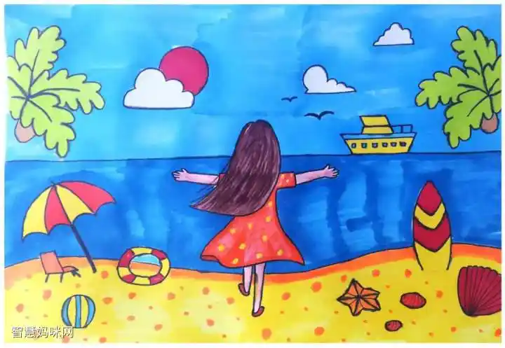 海边美景简笔画怎么画