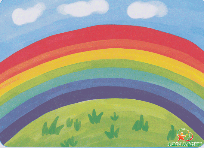 家庭作业小朋友,请你在下页用平涂的方法画一道七色彩虹吧.绘画过程1.