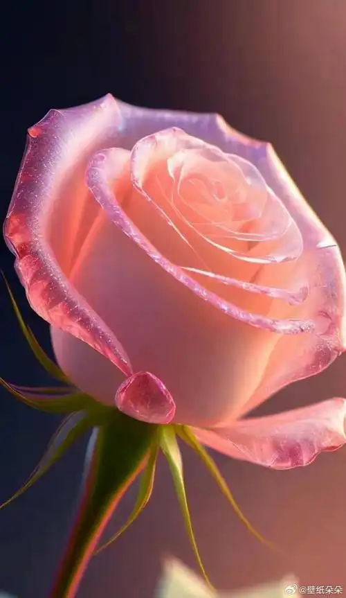 晶莹剔透粉色玫瑰花壁纸