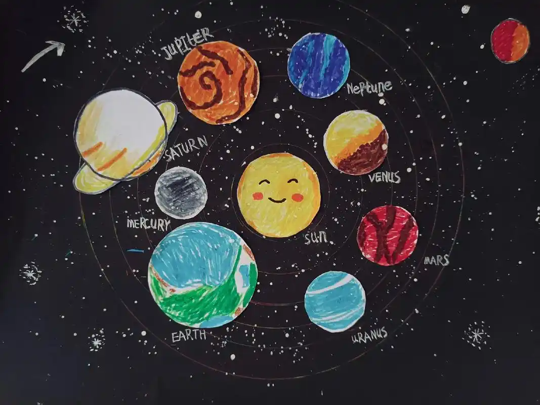 亲子手工粘贴画 #八大行星银河系  #创意画 放假居家第一 - 抖音