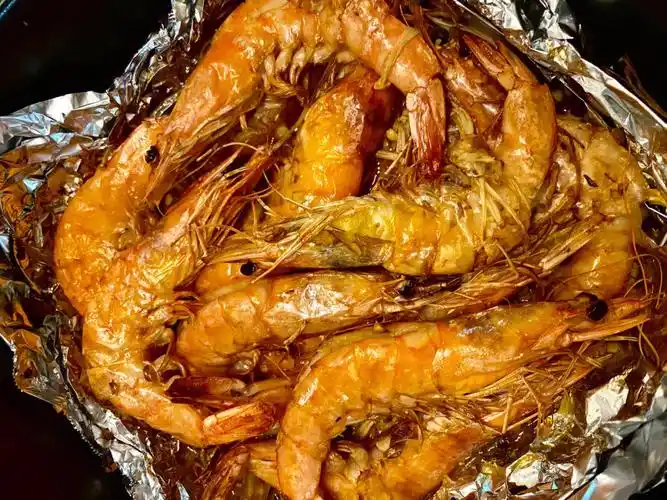 空气炸锅之锡纸金针菇大虾