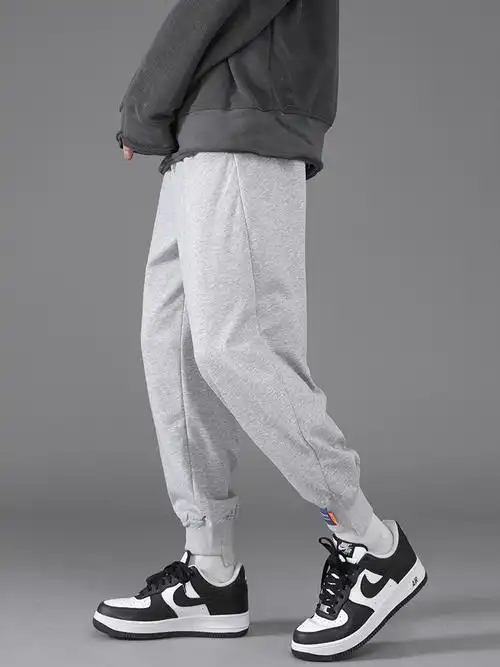 秋季休闲裤灰色运动裤束脚九分裤男潮流韩版宽松休闲裤