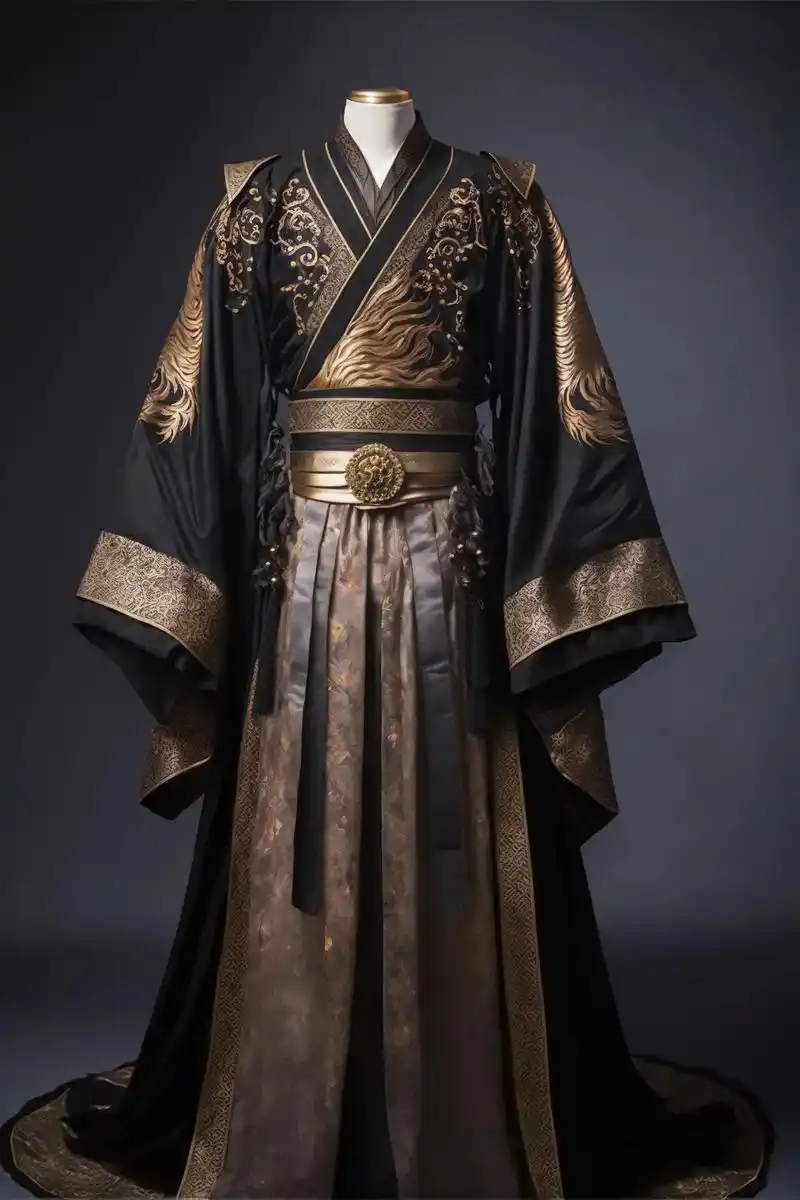 国风男式黑金礼服设计