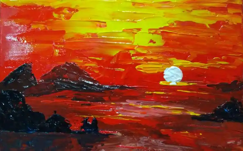 【手绘】落日风景-我喜欢的~_哔哩哔哩 (゜-゜)つロ 干杯~-bilibili