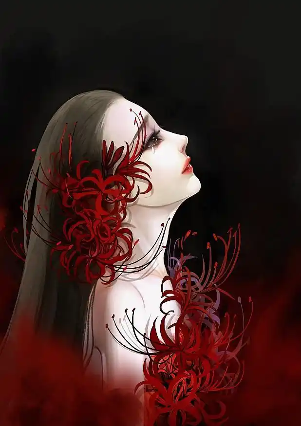 百年孤寂彼岸花开到荼靡花事了别样凄美的彼岸花主题人物插画