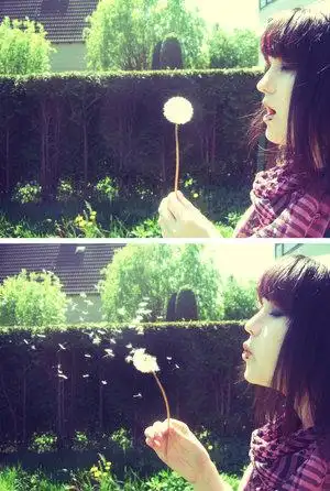 想要一个长发女孩吹蒲公英的头像?