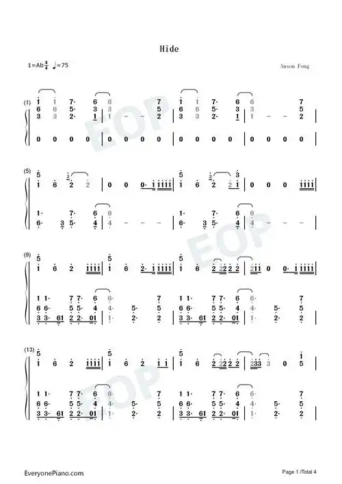 hide-蜘蛛侠平行宇宙ost双手简谱预览1