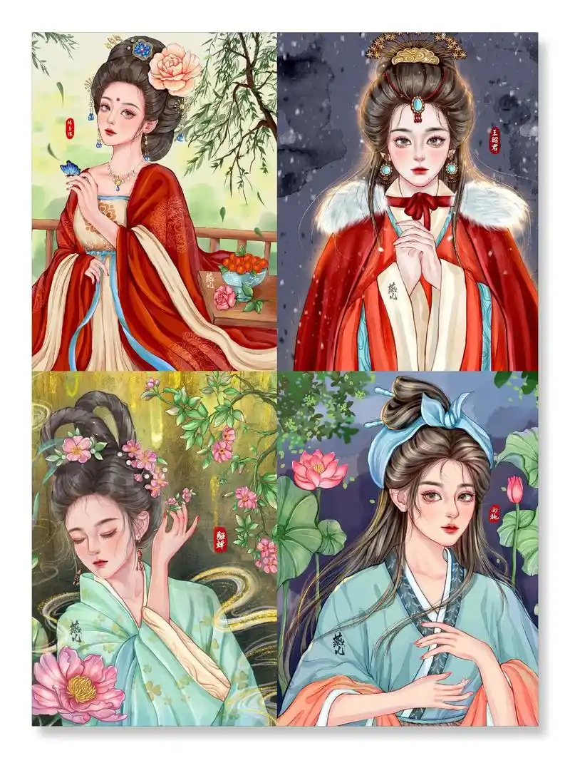 中国古代四大美女系列插画