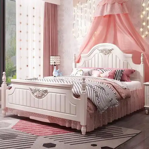 苏宁严选韩式床简约现代田园儿童床女孩公主床1215米青少年单人床男孩