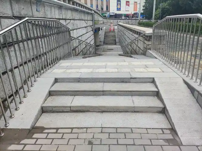 入口处新修的三级台阶高出地面二三十厘米.