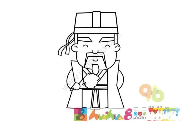 水浒传人物吴用简笔画怎么画简笔画教程绘画吧-画画