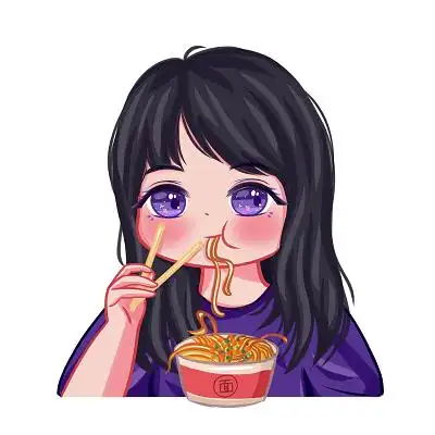 胖子肥胖长胖可爱胖女孩吃面卡通人物png素材健康