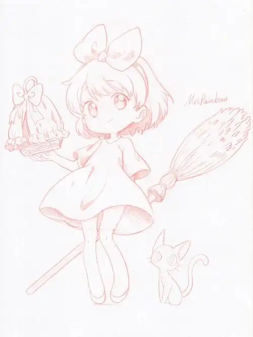 线稿临摹教程宫崎骏魔女宅急便