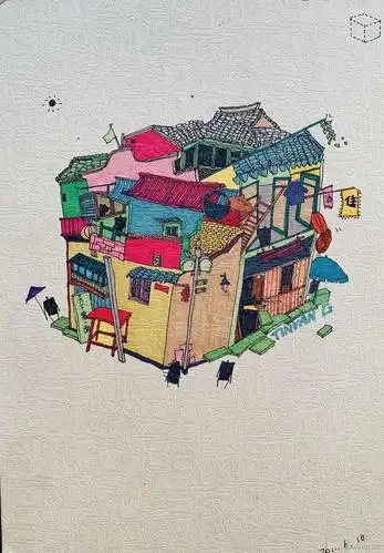 立方体房子 绘画建筑