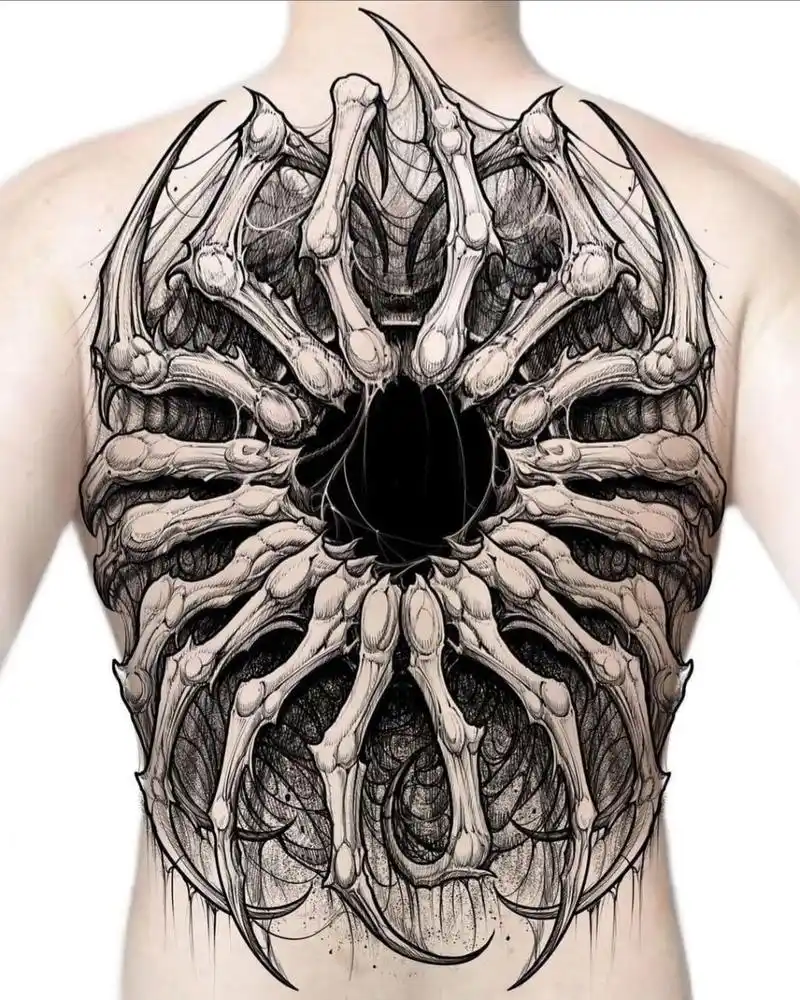暗黑满背纹身恐怖气息弥漫 喜欢这种风格满背的在中国应该很少吧