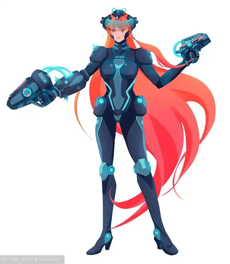 未来科技星舰长发女战士cg游戏插画