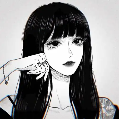 酷girl黑白手绘头像
