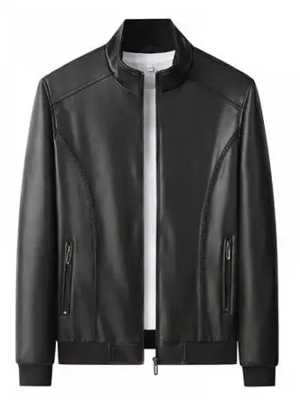 nasalike官方联名特大码皮衣男秋冬款胖子加大号休闲皮夹克立领加绒皮