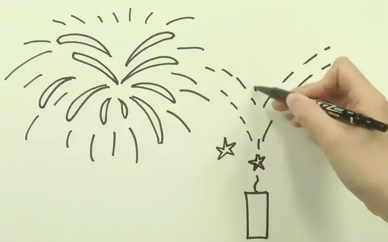 简笔画画烟花画时代美术