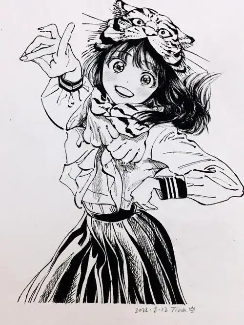 明日酱的水手服  #临摹  #水手服  #动漫临摹  #手绘临摹  #绘画聊