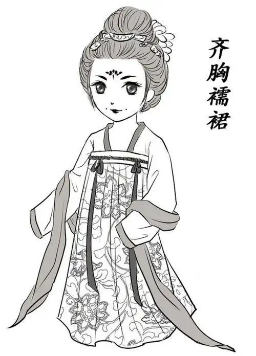 罗衫服饰简笔画