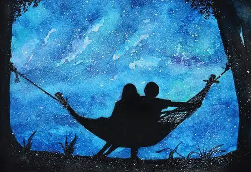 星空小人背影简笔画