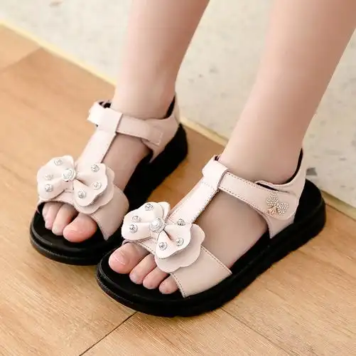 女童凉鞋夏中大童爆款儿童女软底真皮露趾新款小学生防滑公主鞋