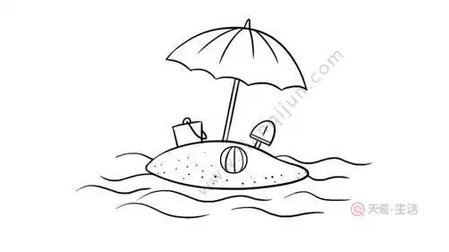 海边简笔画 海边的简笔画画法儿童简笔画夏天海边海边椰子树风景简笔