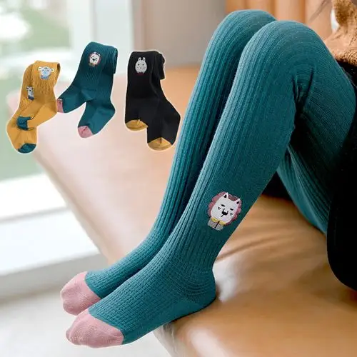 女童打底裤袜纯棉春秋薄款韩版潮范女孩连体裤袜儿童宝宝外穿袜子