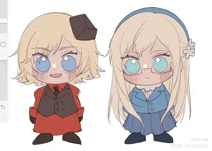 这边也发发_黑塔利亚折槛组丁马克贝瓦尔德平涂日系q版同人aph绘画