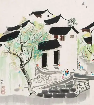 吴冠中江南水乡水墨画作品欣赏